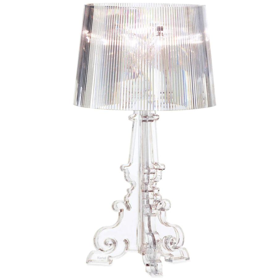 The Bourgie Lamp on white - a baroque lamp in transparent polycarbonate.