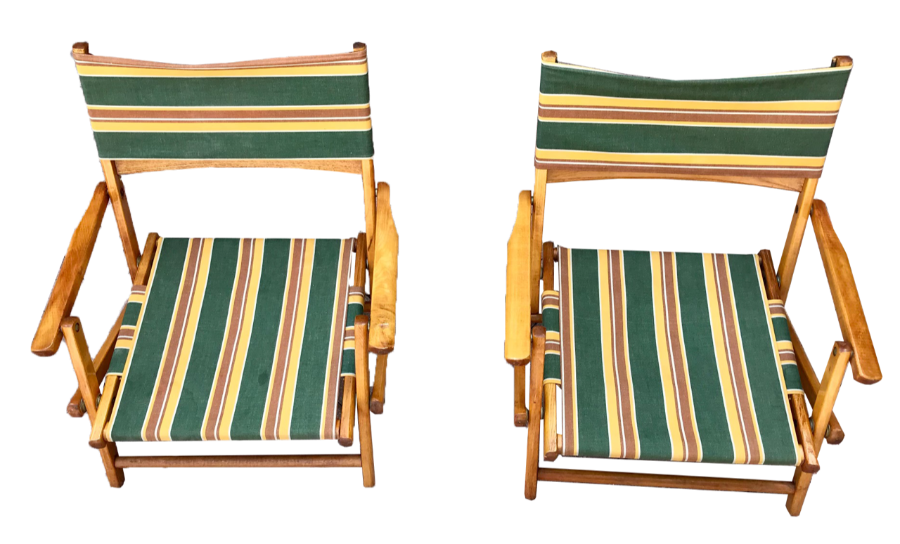 Vintage Folding Wooden Beach Chairs